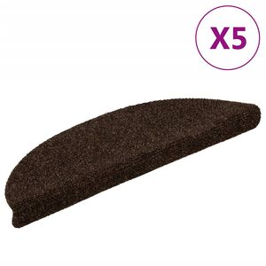 vidaXL Tappetini per scale autoadesivi 5 pz 56x17x3 cm marrone semicircolari