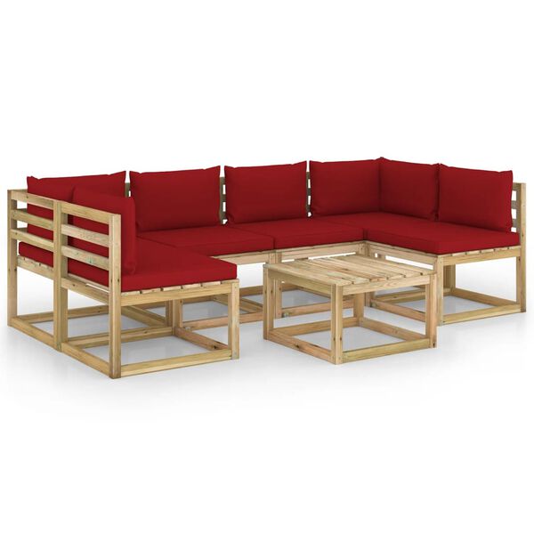 vidaXL Set Salotto Giardino con Cuscini 7 pz in Pino Impregnato