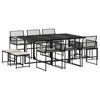 vidaXL Set da Pranzo da Giardino 11 pz con Cuscini in Polyrattan Nero