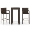 vidaXL Set Bar da Giardino 3 pz con Braccioli in Polyrattan Marrone