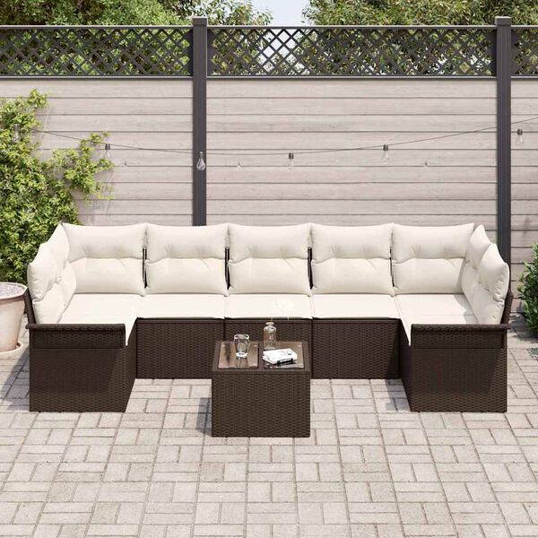 vidaXL Set Divano da Giardino con cuscino 8 pcs Marrone polyrattan