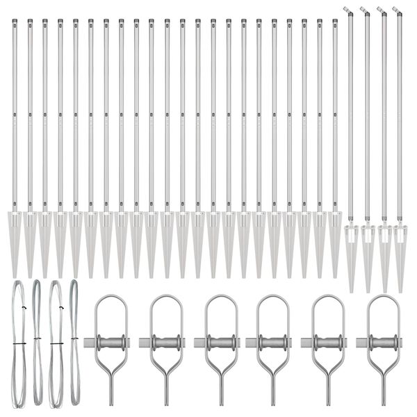 vidaXL Palo della recinzione 26 pcs Grigio 3,2 x 3,2 x 160 cm Acciaio