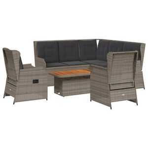 vidaXL Set Divani da Giardino 6 pz con Cuscini in Polyrattan Grigio