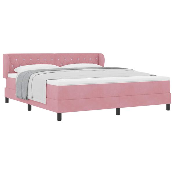 vidaXL Letto a molle con materasso Rosa 180 x 200 cm Velluto