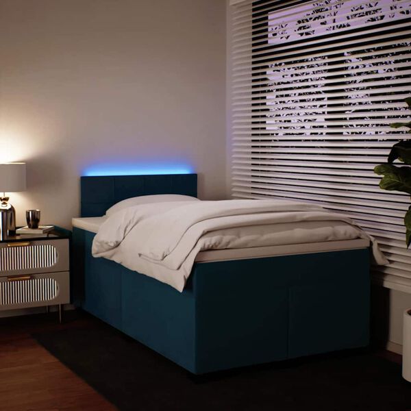 vidaXL Giroletto a Molle con Materasso Blu 120x200 cm in Velluto