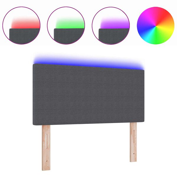 vidaXL Testiera LED con testiera Grigio scuro 80 cm Poliestere