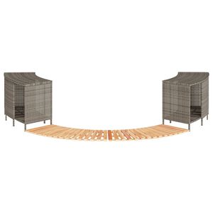 vidaXL Bordo per Spa Grigio in Polyrattan e Legno Massello di Acacia