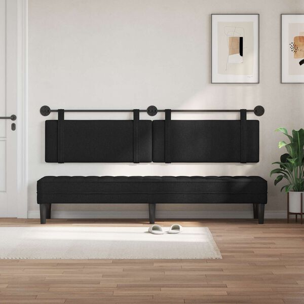 vidaXL Testata appesa Montaggio a parete Nero 210 x 55 x 5 cm Tessuto