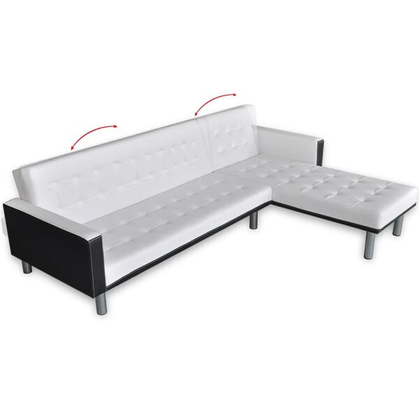 vidaXL Divano Letto a L in Pelle Artificiale Bianco