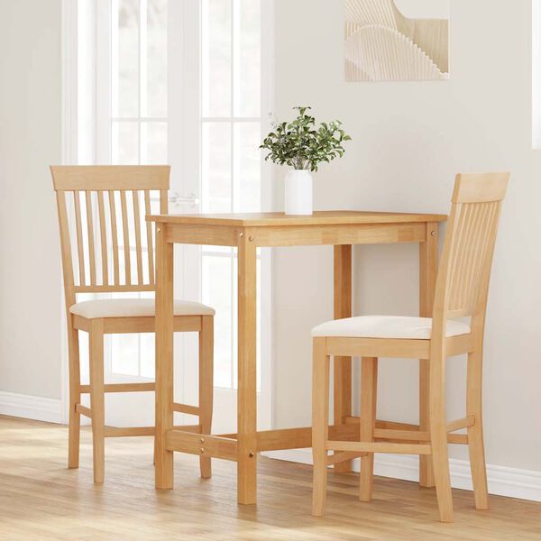 vidaXL Sgabelli da Bar con Cuscini 2pz Naturale Legno Massello Hevea