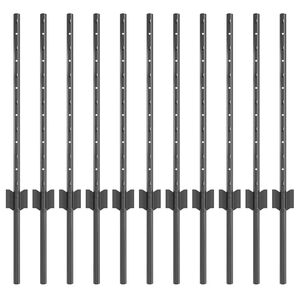 vidaXL Palo della recinzione 11 pcs Grigio 60 cm Acciaio