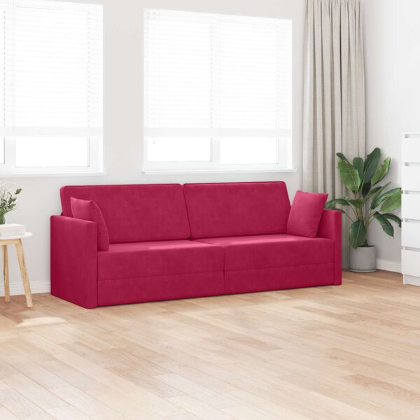 vidaXL Divano-letto da pavimento 200cm Rosso Vino Velluto