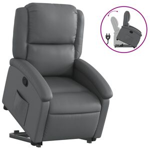 vidaXL Poltrona Alzapersona Reclinabile Grigio in Similpelle