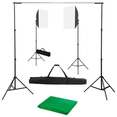 vidaXL Kit per Studio Fotografico con Luci Softbox e Fondali