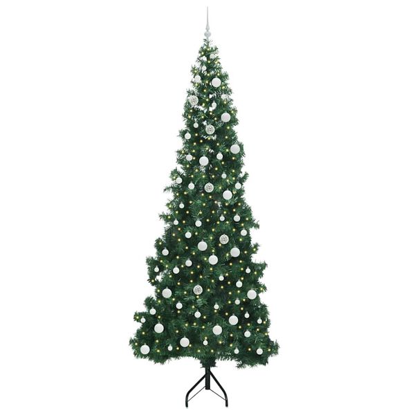 vidaXL Albero di Natale Artificiale Angolare con 300 LED Verde 240 cm