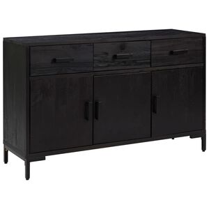 vidaXL Credenza Nera 110x35x70 cm in Legno Massello di Pino