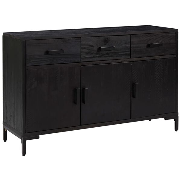 vidaXL Credenza Nera 110x35x70 cm in Legno Massello di Pino
