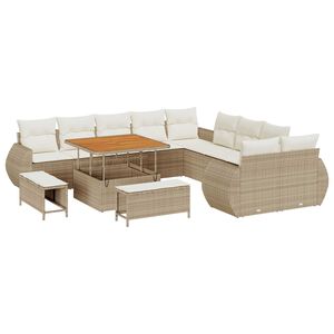 vidaXL Set Divano da Giardino 13 pcs Beige polyrattan