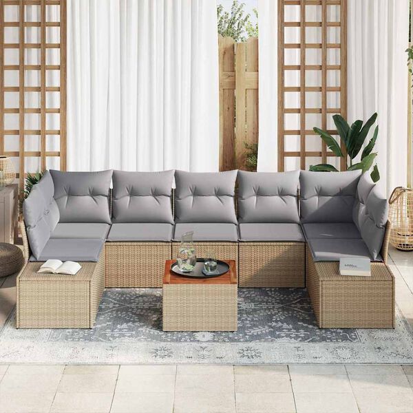 vidaXL Set Divano da Giardino 8 pcs beige e grigio chiaro