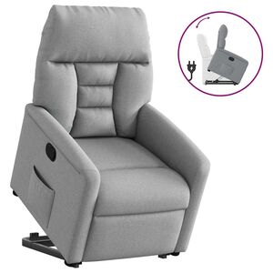 vidaXL Poltrona Alzapersona Reclinabile Grigio Chiaro in Tessuto