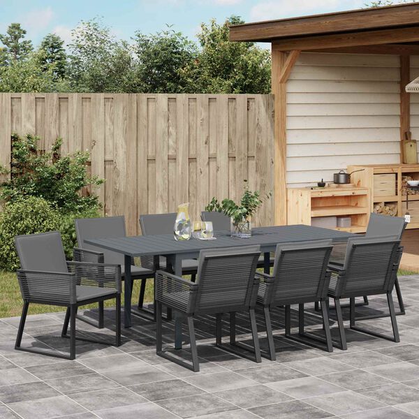 vidaXL Set da Pranzo per Giardino 9 pcs Nero polyrattan
