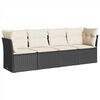 vidaXL Set Divani da Giardino 4 pz con Cuscini Nero in Polyrattan