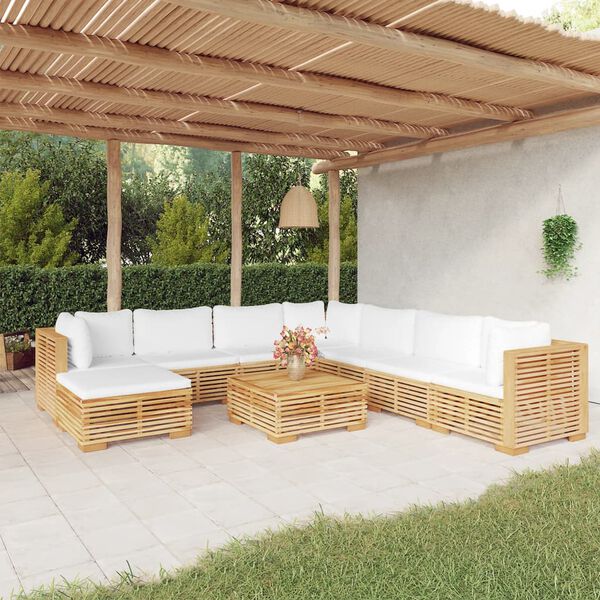 vidaXL Set Divani da Giardino 9 pz con Cuscini Legno Massello di Teak