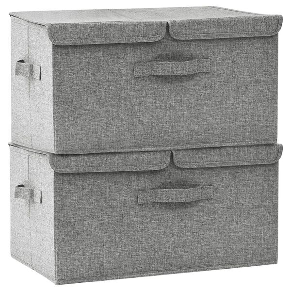 vidaXL Scatole Portaoggetti 2pz in Tessuto 50x30x25 cm Grigio