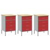 vidaXL Mobile da lavoro con ruota 3 pcs Rosso e Grigio 75 x 45 x 85 cm