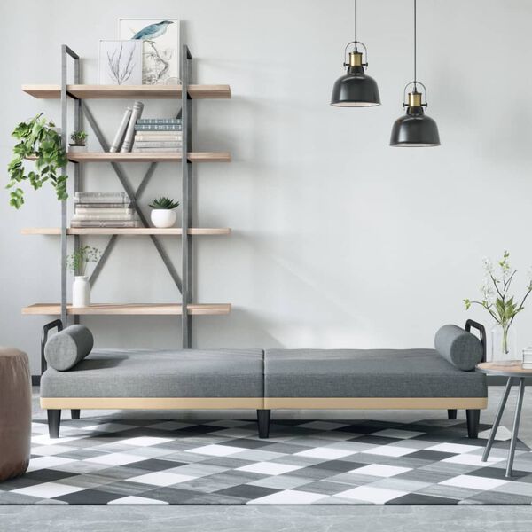 vidaXL Divano Letto con Braccioli Grigio Chiaro in Tessuto