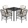 vidaXL Set da Pranzo da Giardino 5 pz Nero con Cuscini in Polyrattan