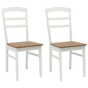 vidaXL Sedia da pranzo 2 pz Legno di gomma solido Bianco e Naturale
