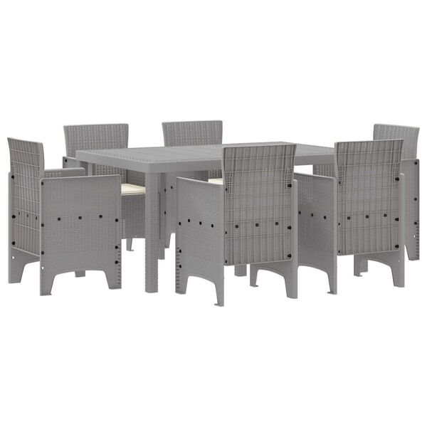 vidaXL Set da Pranzo per Giardino 7 pcs Grigio chiaro Rattan Polt