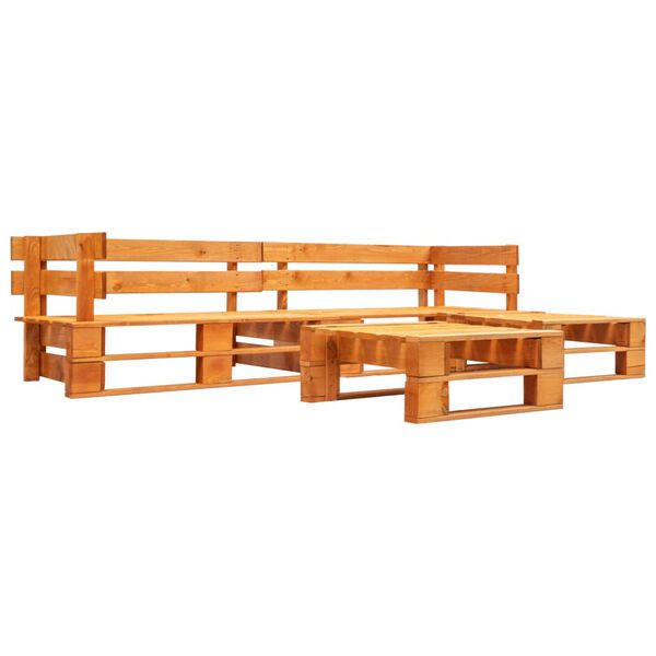 vidaXL Set Divani da Giardino su Pallet 4 pz Marrone ambra in Legno