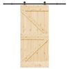 vidaXL Porta Scorrevole con Set Hardware 95x210 cm Legno Massello Pino