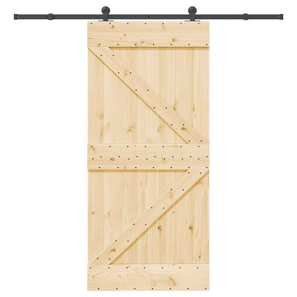 vidaXL Porta Scorrevole con Set Hardware 95x210 cm Legno Massello Pino