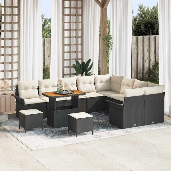 vidaXL Set Divano da Giardino 12 pcs Nero polyrattan