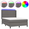 vidaXL Giroletto Molle con Materasso e LED Grigio 140x200cm Similpelle