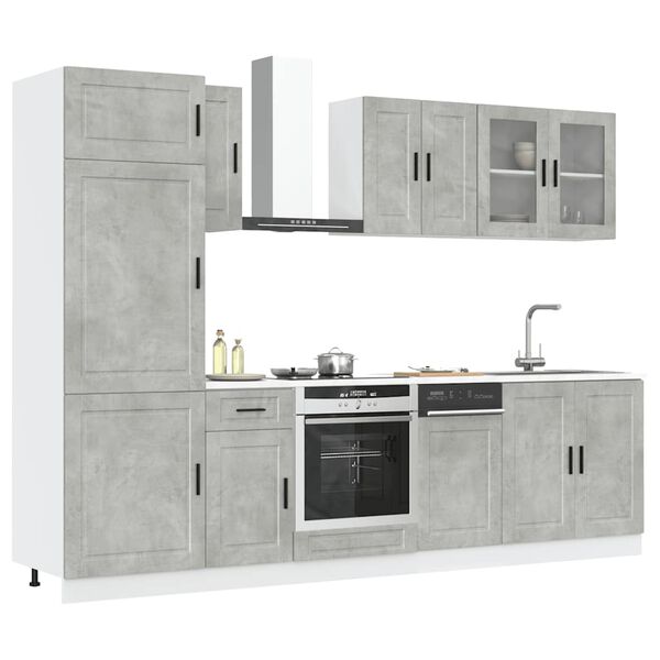 vidaXL Set Mobili da Cucina 8 pz Kalmar Grigio Cemento in Truciolato