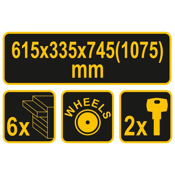 VOREL Armadio a Rulli con 6 Cassetti 62x33x107 cm