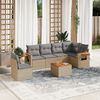 vidaXL Set Divani da Giardino 7 pz con Cuscini Beige in Polyrattan