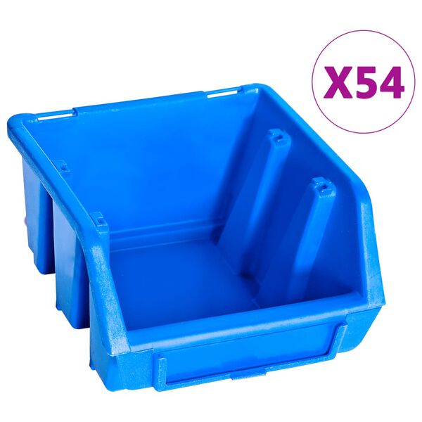 vidaXL Kit Contenitori di Stoccaggio 96 pz con Pannelli a Parete Blu