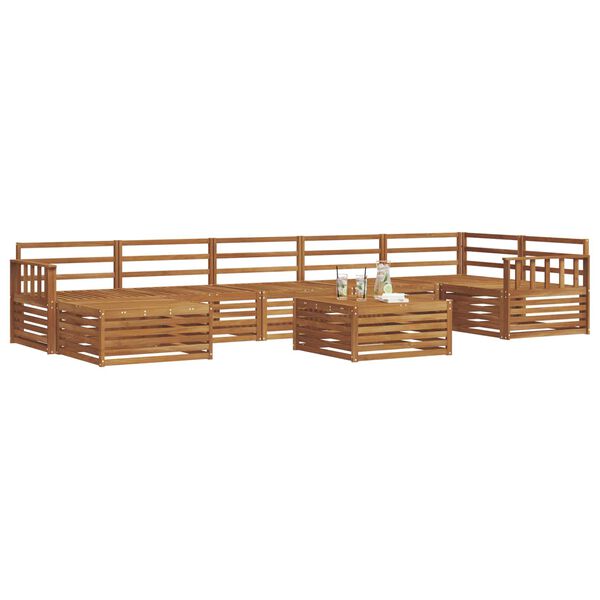 vidaXL Set divani 8 pcs Naturale Legno di Acacia Massello