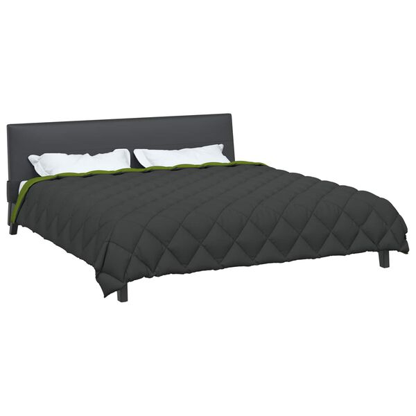 vidaXL Duvet Invernale Verde e Antracite 220 x 200 cm Microfibra