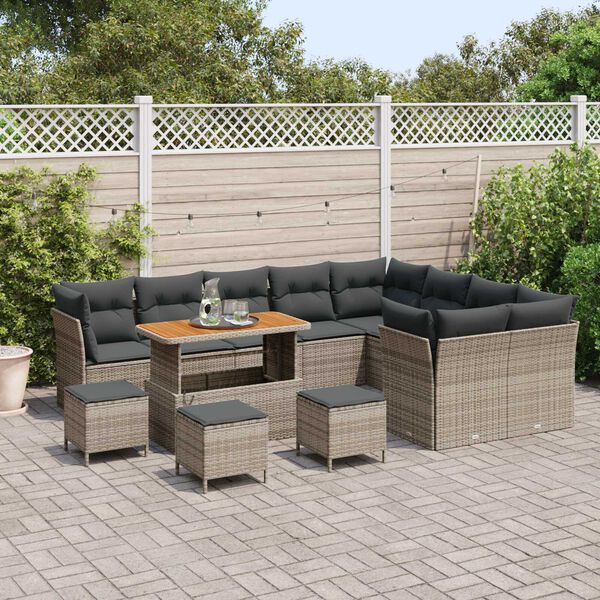 vidaXL Set Divano da Giardino 13 pcs Grigio polyrattan