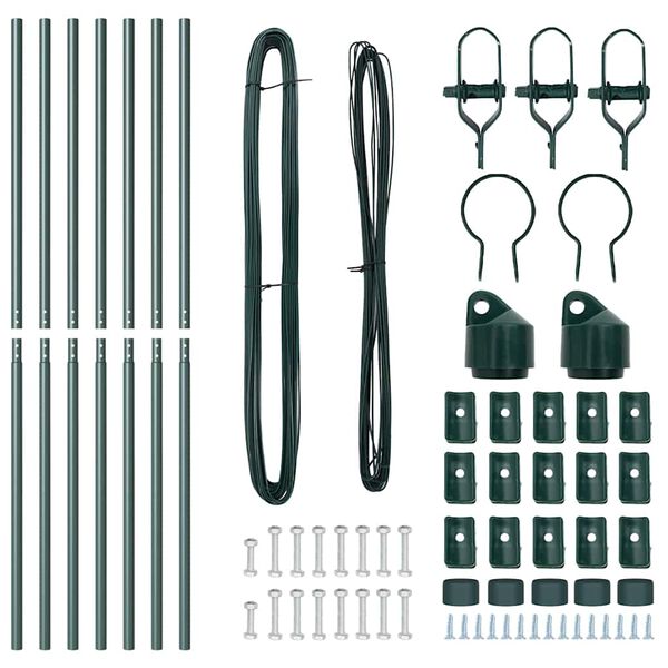 vidaXL Pali per Recinzione 7 pcs Verde Ø32mm 210 cm Acciaio zincato