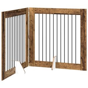 vidaXL Cancello per cani pieghevole con supporti 2 pz Legno antico