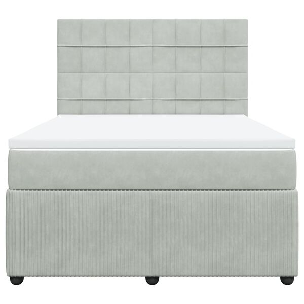 vidaXL Giroletto a Molle con Materasso Grigio Chiaro 140x200cm Velluto