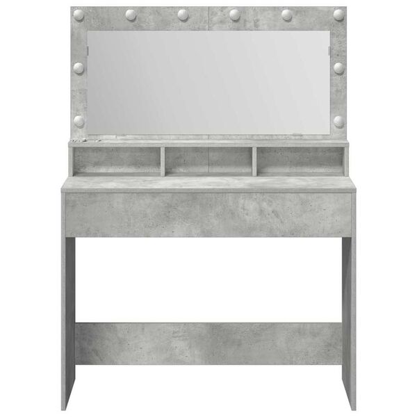 vidaXL Tavolo da Trucco con specchio Grigio cemento 100 x 41 x 135 cm