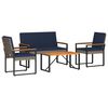 vidaXL Set Mobili da Esterno 4 pz Grigio e Blu Navy polyrattan